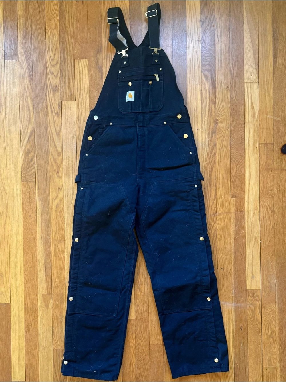 Carhartt R41 BLK Insulated Quilt-lined Duck Canvas Double-knee Bib Overalls